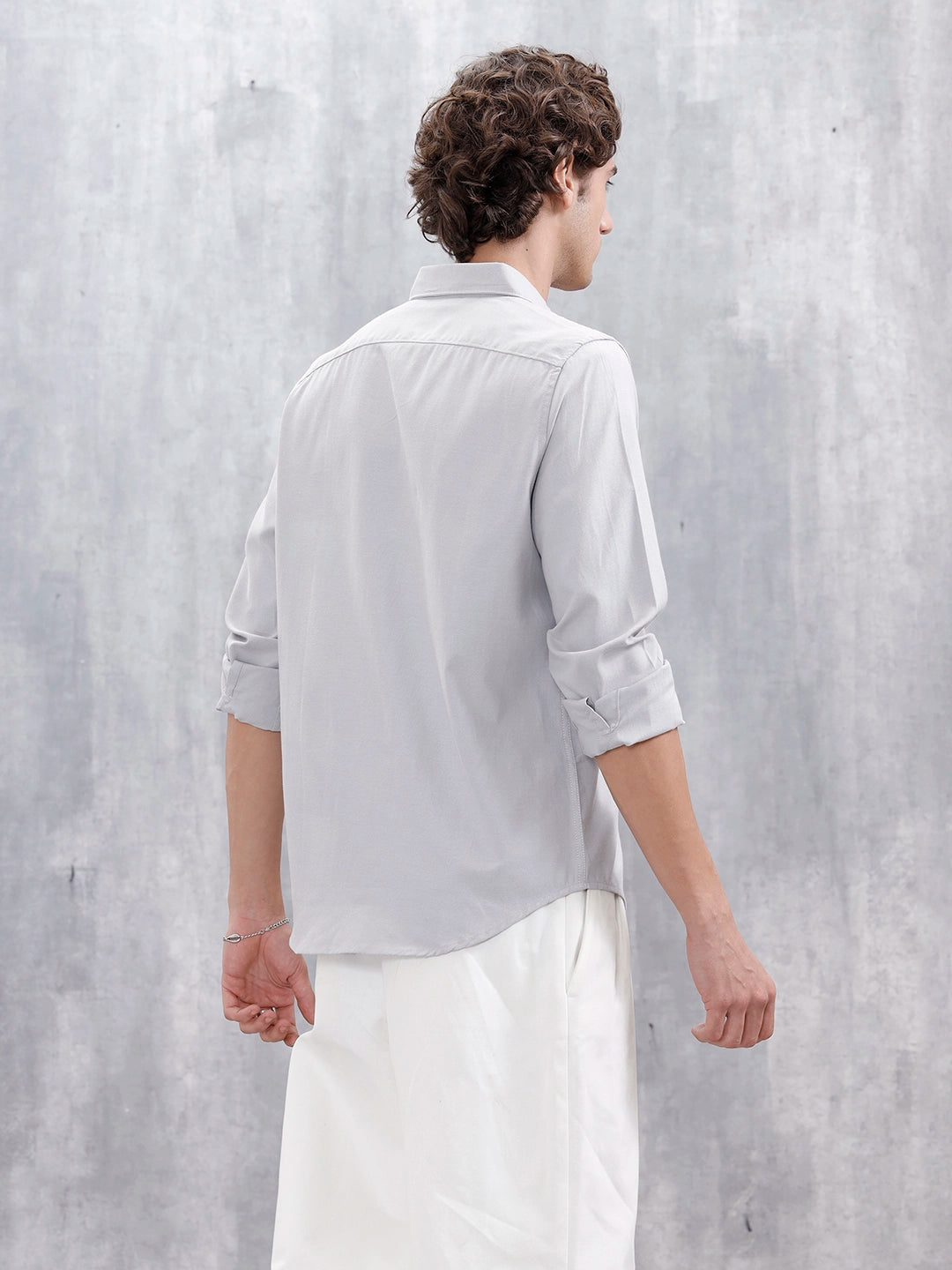 Classic Solid Slim Fit Casual Shirt | Grey