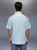 Placement Printed Oversized Shirt   |  Blue