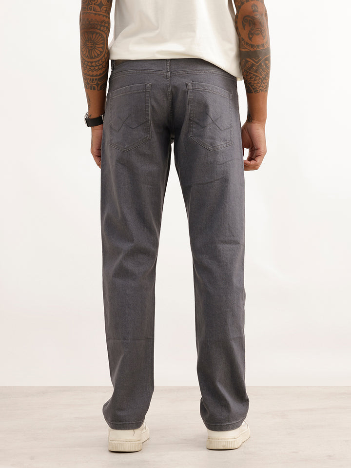 Solid Straight Fit Denim Jeans | Dark Grey
