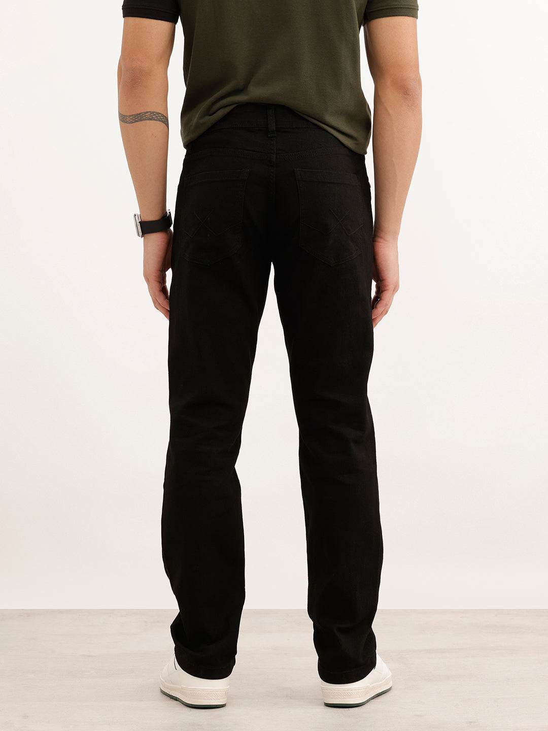 Solid Straight Fit Denim Jeans | Black