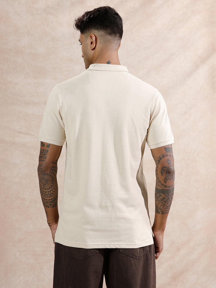 Solid Polo T-Shirt | Beige