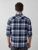 Men's casual checkered pattern double pocket shirt | Blue