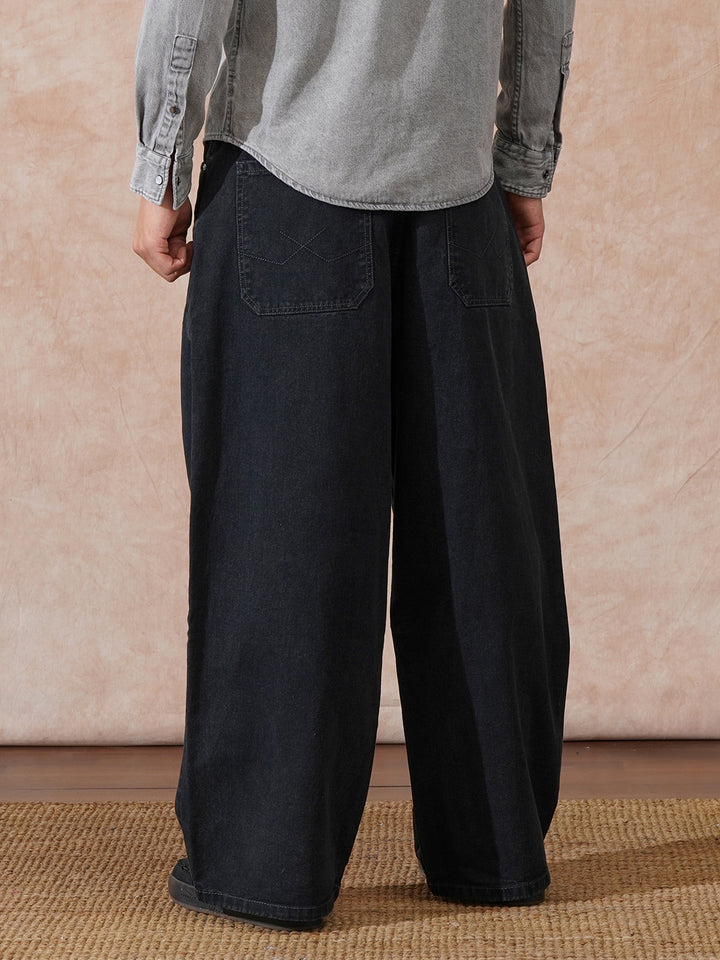 Solid Baggy Fit Jeans | Black