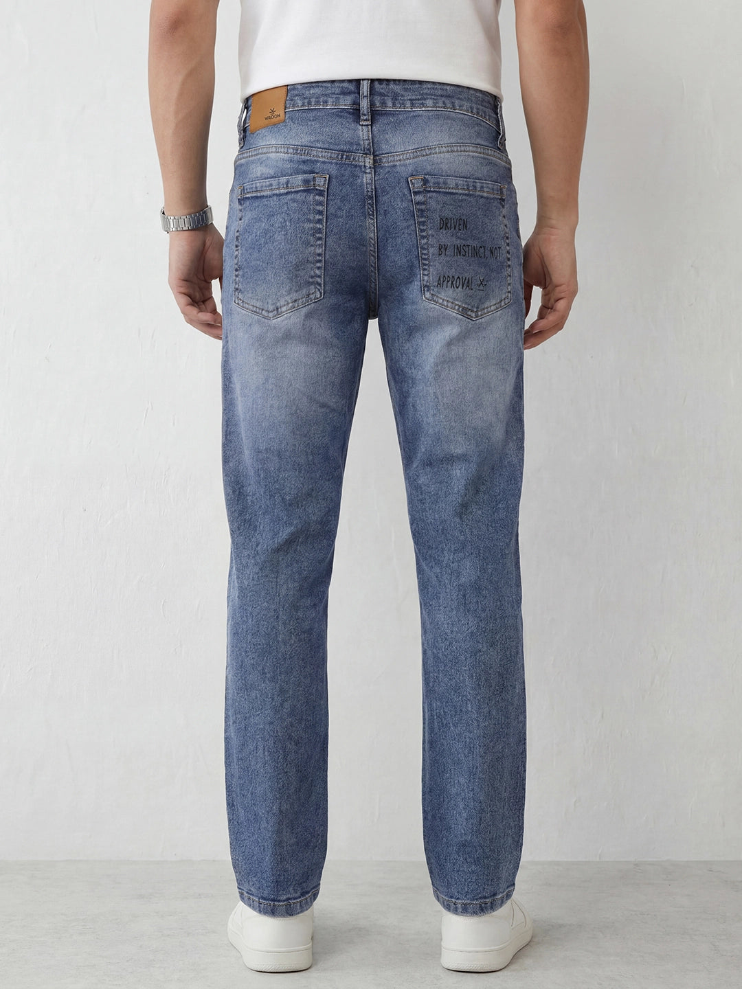 Anti Fit Printed Denim Jeans | Light Blue