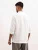 Textured Half Placket Full Sleeve Shirt | White