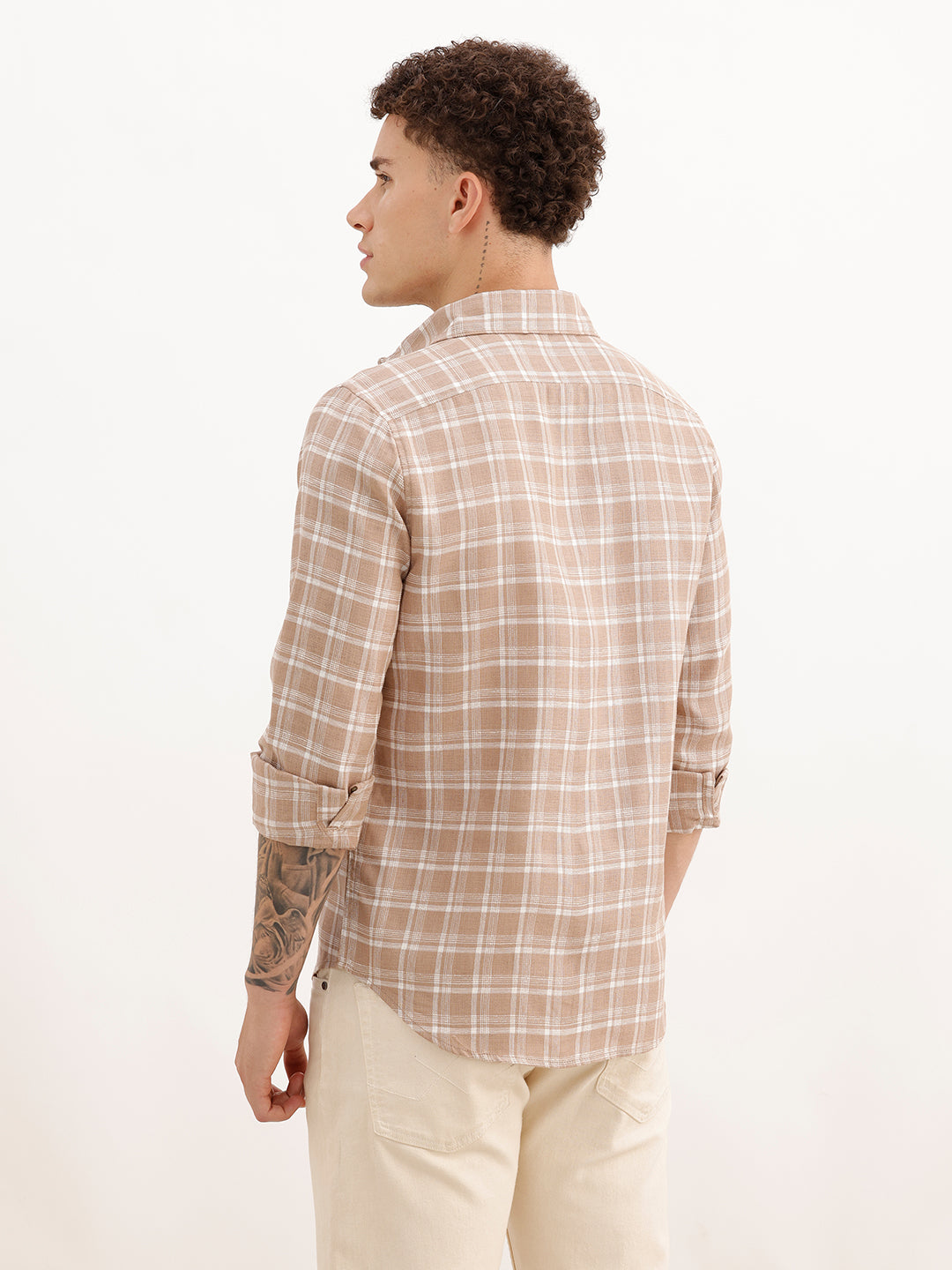 Regular Fit Full Sleeve Checkered Shirt | Brown | WWSH9160F