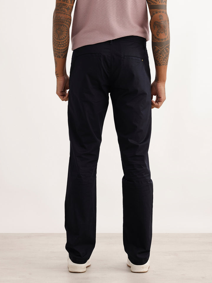 Solid Straight Fit Trouser | Navy Blue