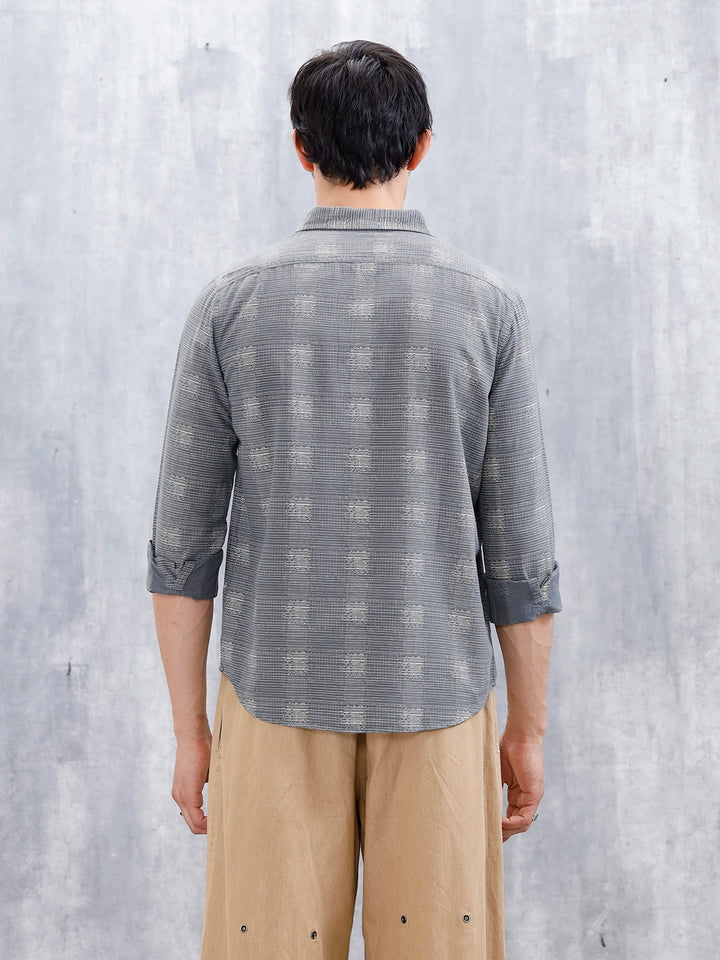 Printed Men's Casual Slim Fit Shirt  | Dark Grey