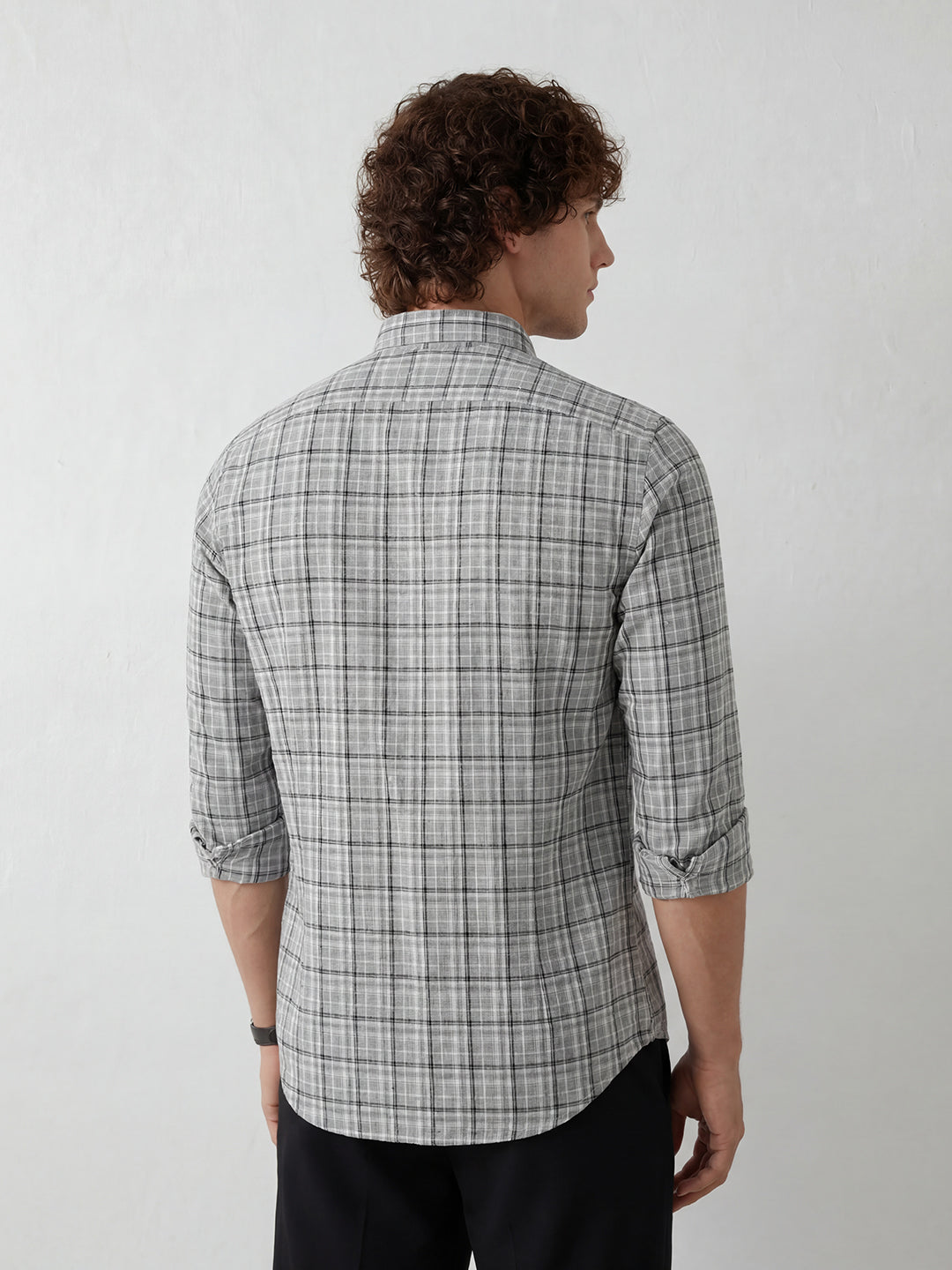 Classic Regular Fit Checkered Shirt | Grey