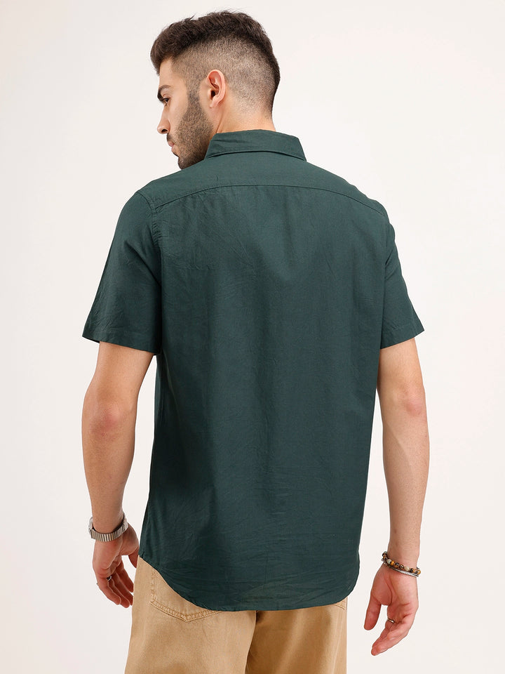 Solid Regular Fit Shirt | Dark Green