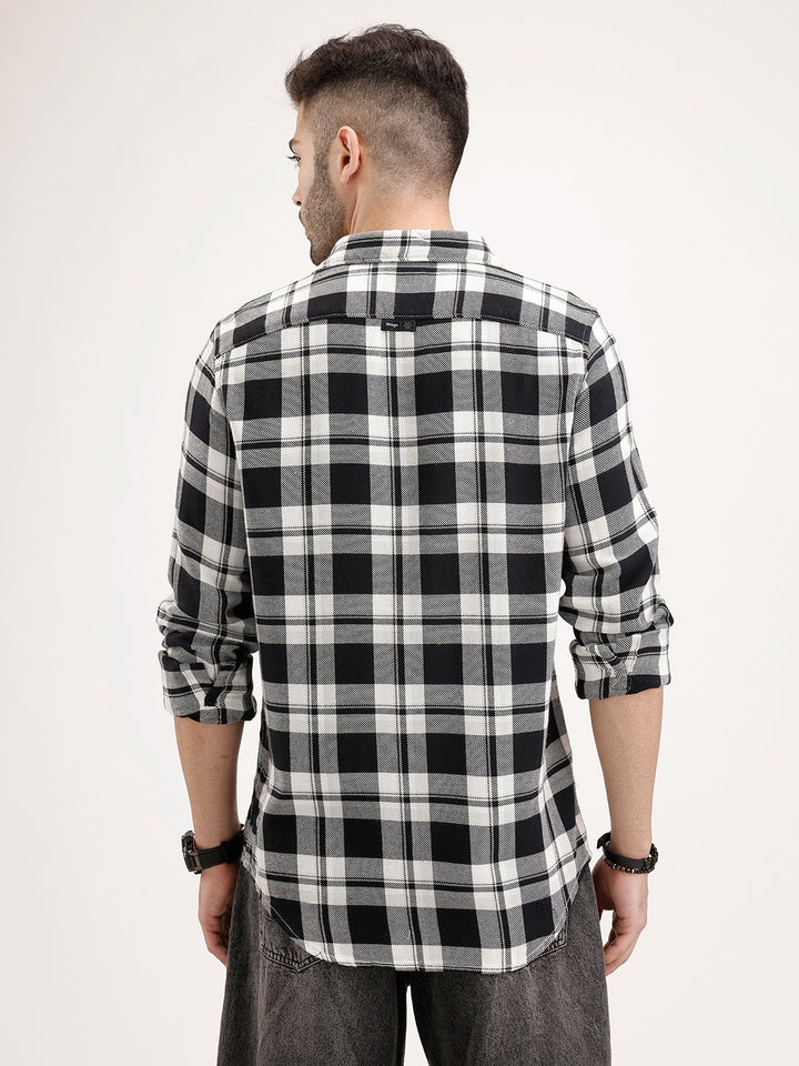 Regular Fit Checkered Shirt | Black