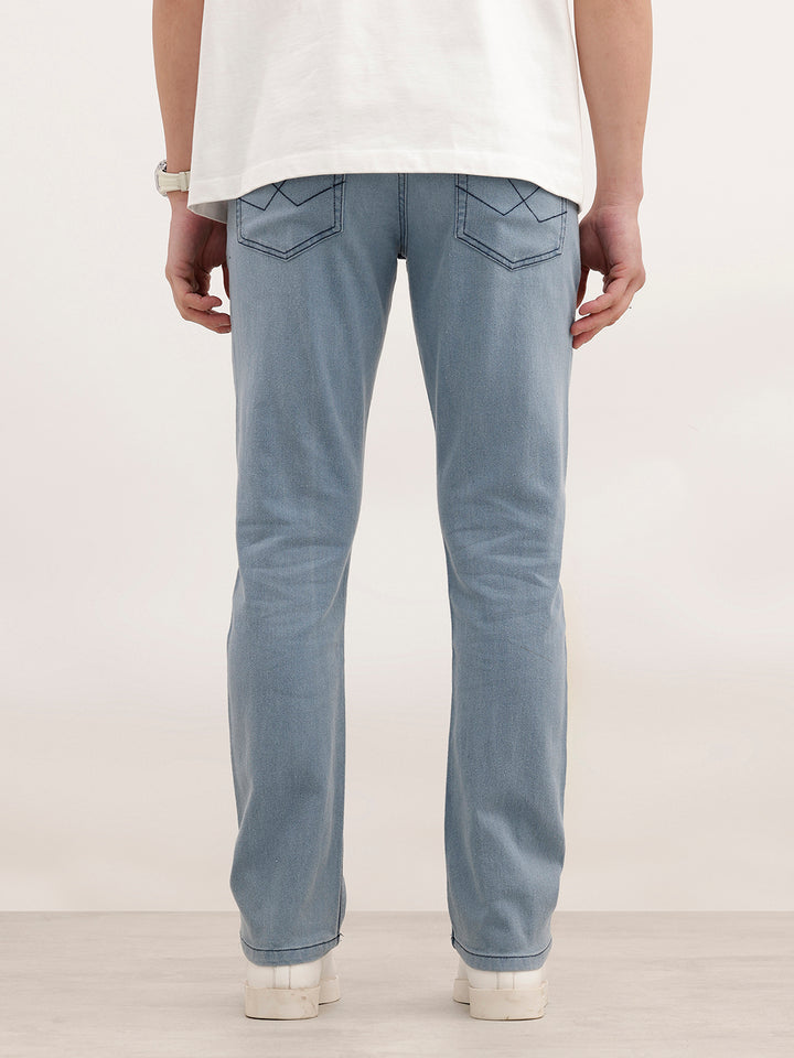 Solid Straight Fit Denim Jeans | Light Blue