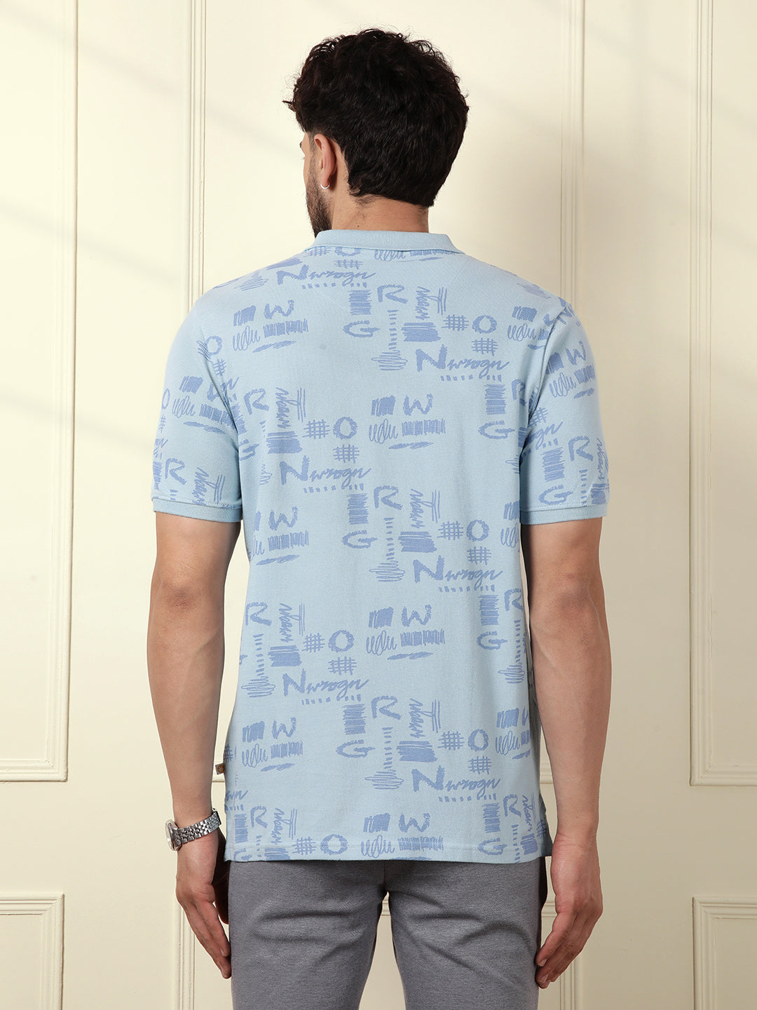 Wrogn Script AOP Polo T-Shirt