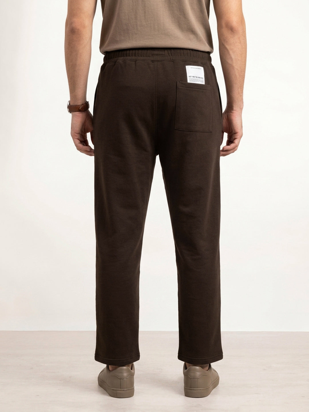Solid Loose Fit Pleated Jogger | Brown