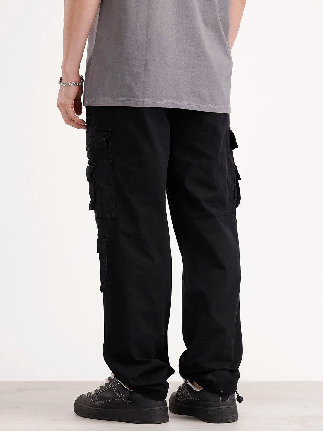 Loose Fit Cargo Trouser | Black