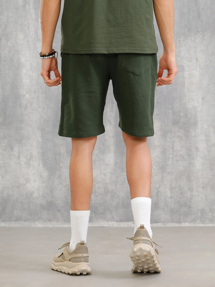 Slim Fit Terry Knitted Shorts | Olive