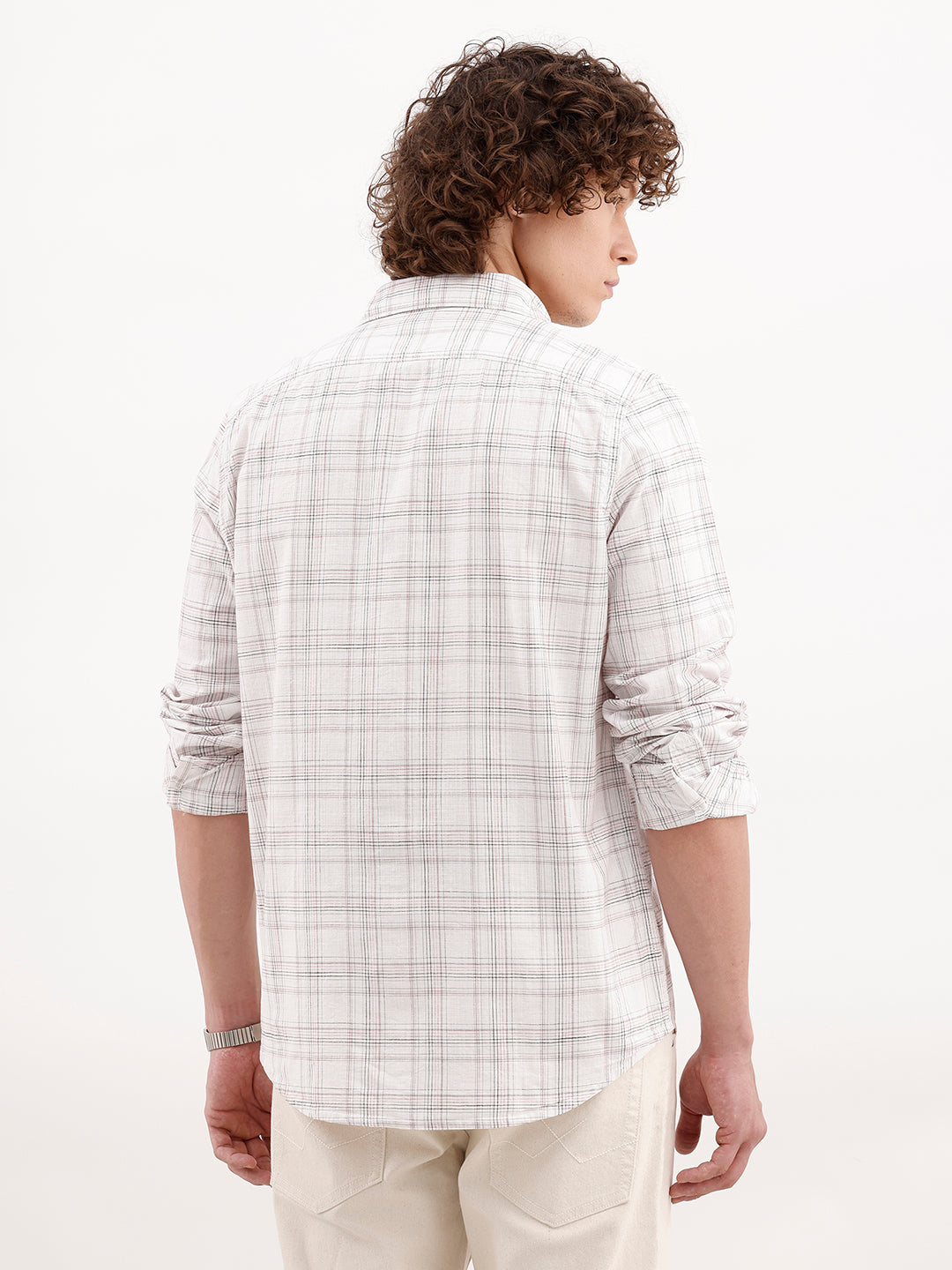 Checkered Slim Fit Shirt | White