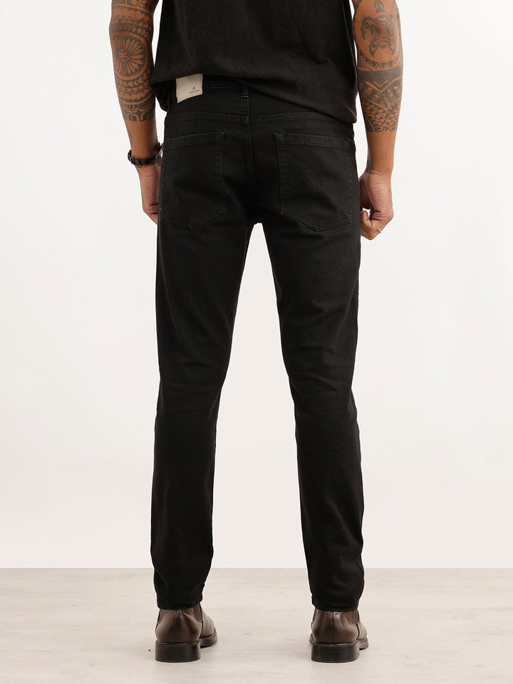 Solid Skinny Fit Denim Jeans | Black
