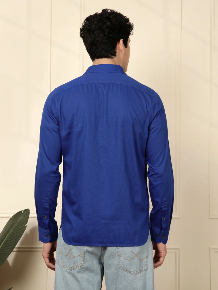 Solid Blue Regular Fit Shirt