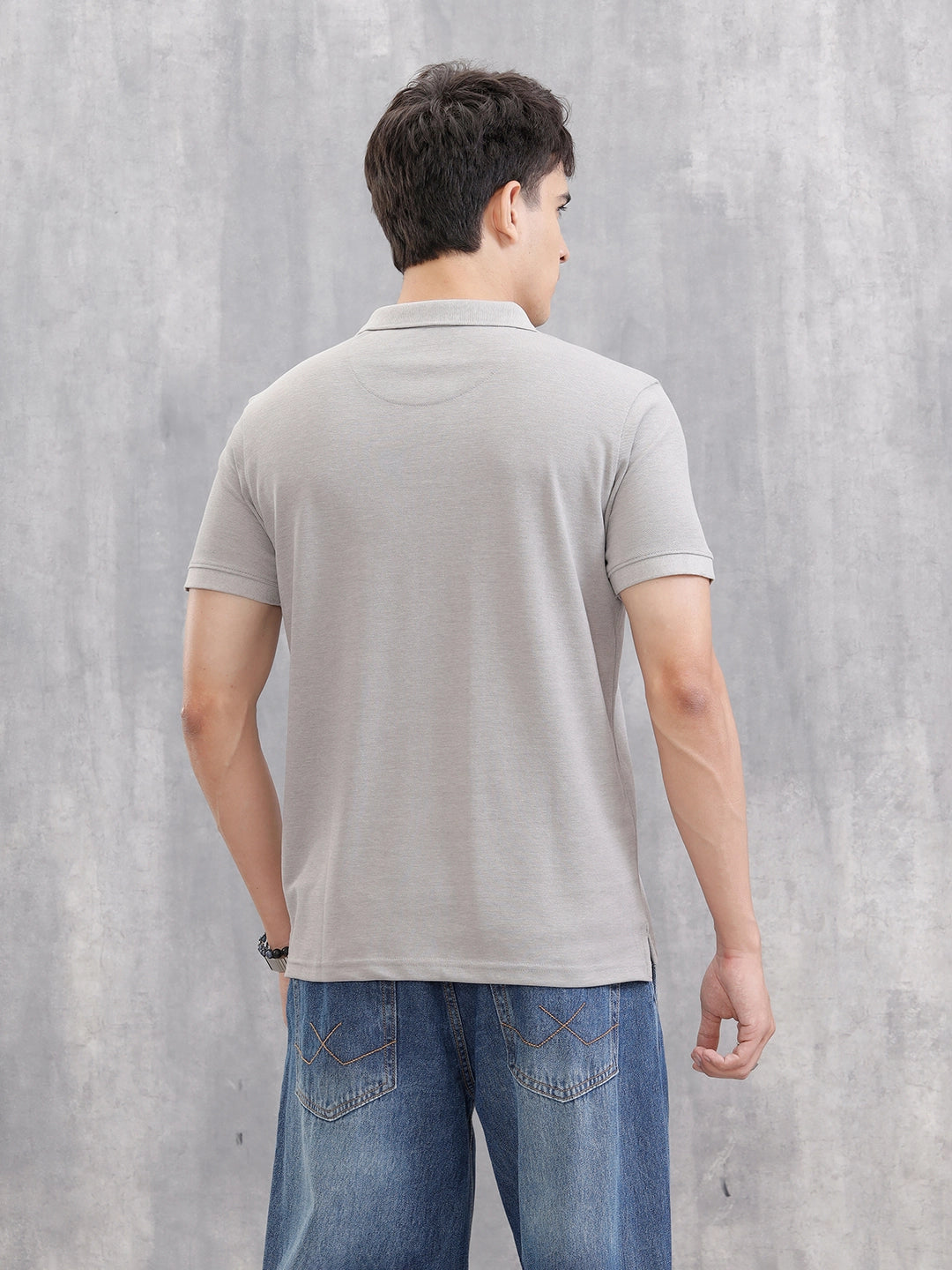 Solid Slim Fit Polo T-Shirt | Grey