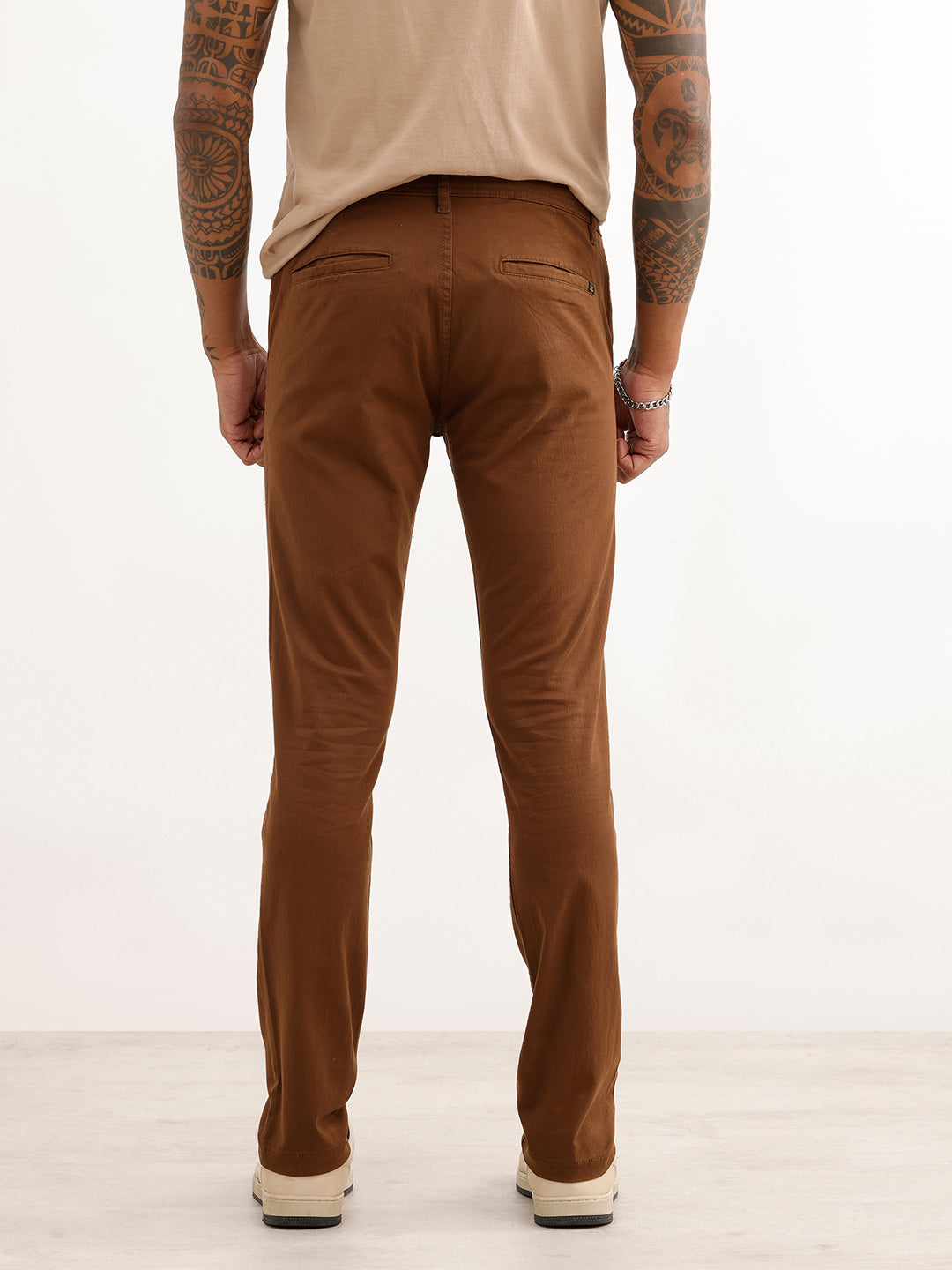 Solid Slim Fit Trouser | Brown