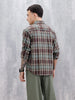 Wrogn Men’s Comfort Fit Checkered Shirt With Chest Pocket | Brown