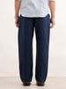 Loose Fit Solid Linen Blend Mens Trouser  | Navy Blue
