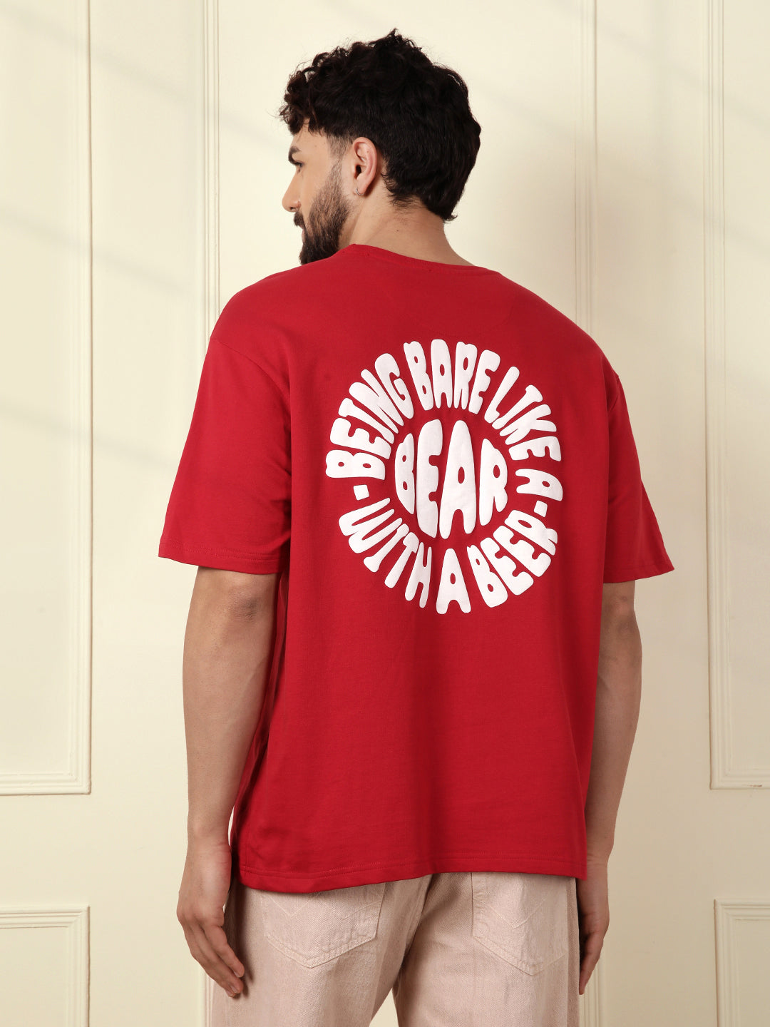 Shop Puff Print Oversized T Shirt Red Back Print T Shirt Wrogn