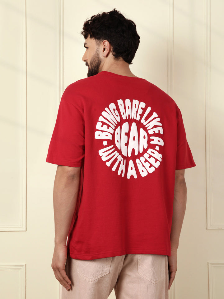 Puff Print Oversized T-Shirt | Red