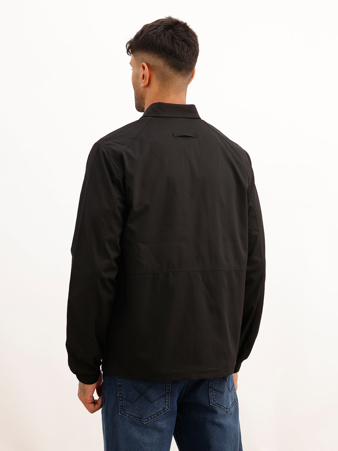 Solid Regular Fit Zipper Jacket | Brown