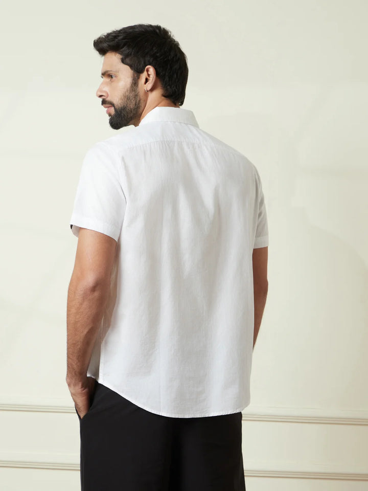 Textured Cotton Slim Fit Shirt | White