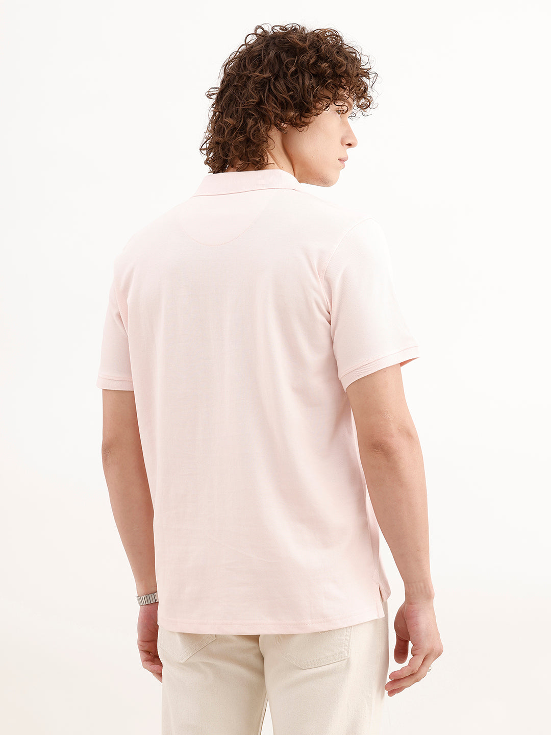 Solid Slim Fit Polo T-Shirt | Pink