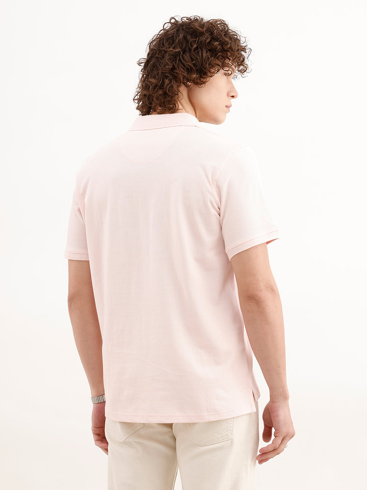 Solid Slim Fit Polo T-Shirt | Pink