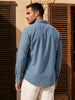 Solid Linen Blend Slim Fit Shirt | Blue