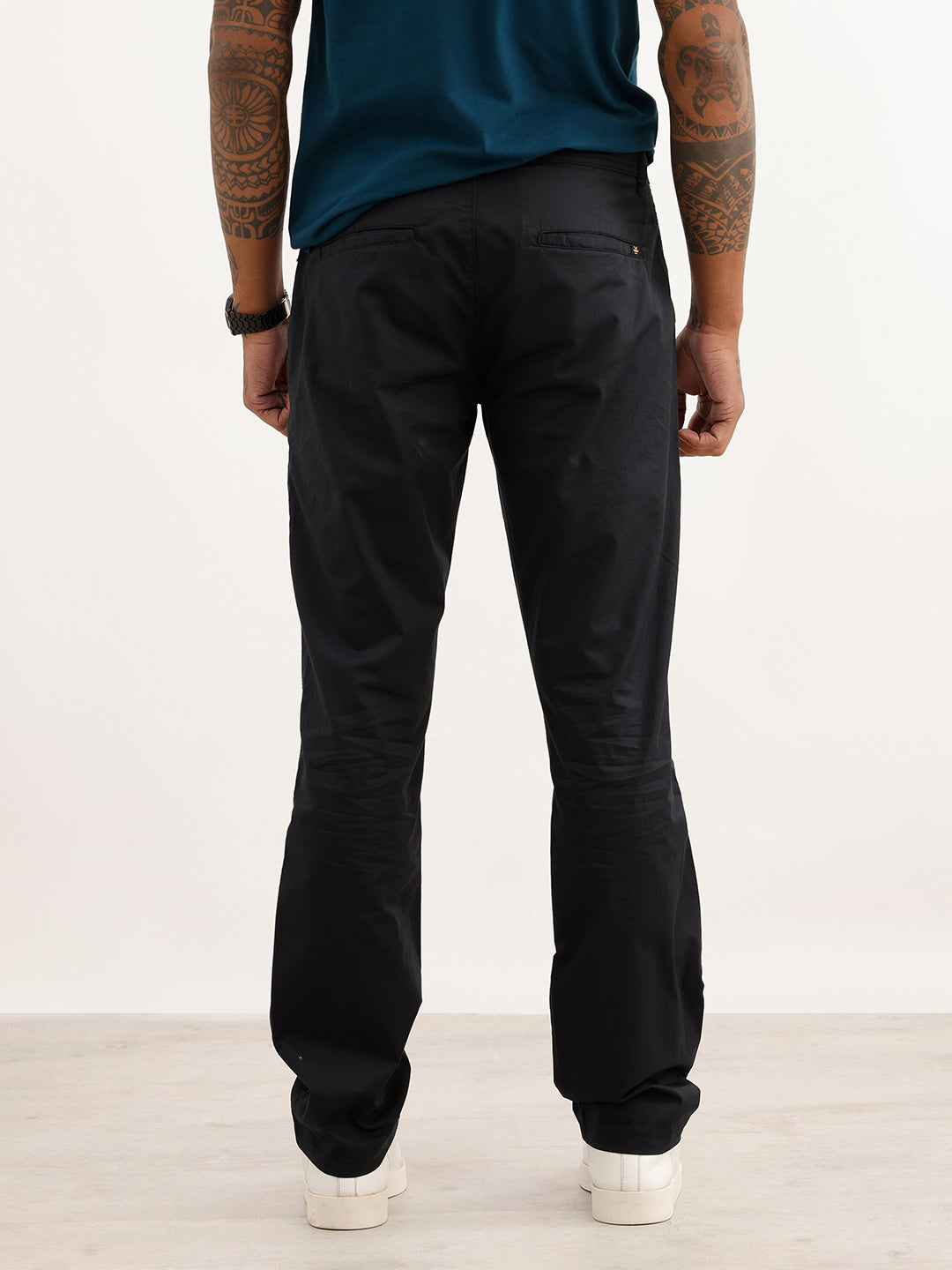 Solid Straight Fit Trouser | Black