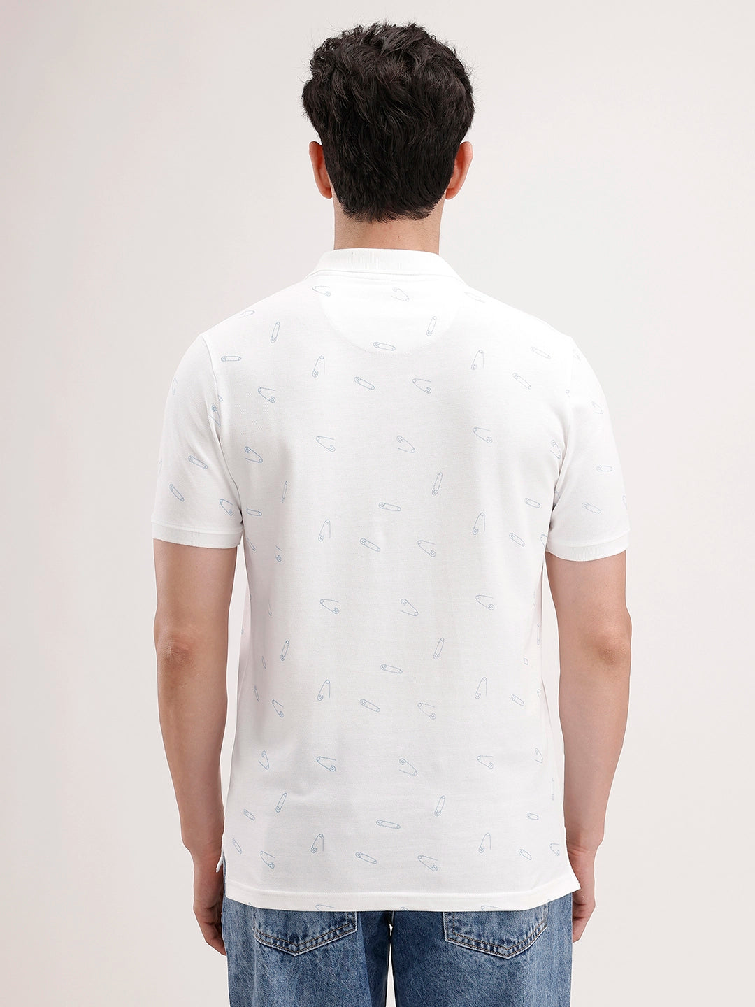 Slim Fit AOP Polo T-Shirt | White