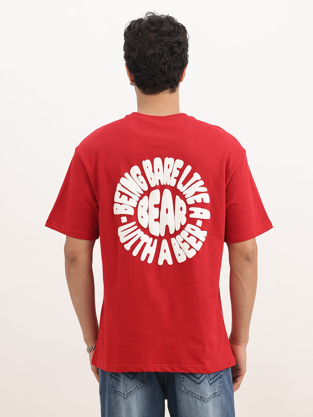 Classic Oversized Puff Printed T-Shirt | Red