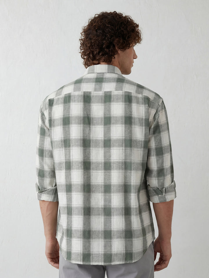 Classic Double Pocket Checkered Shirt | Light Green