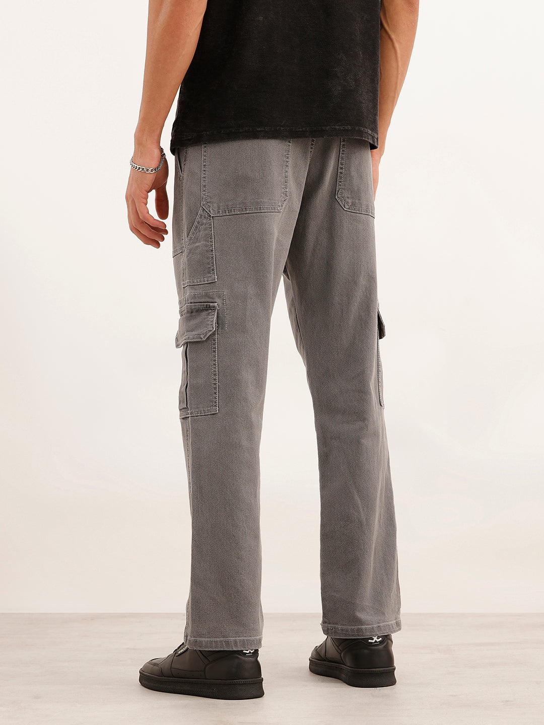 Regular Fit Denim Cargo | Grey