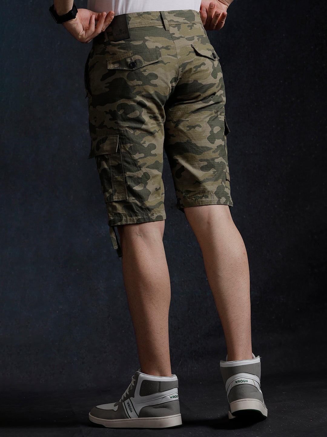 Mid-Rise Printed Camo Shorts