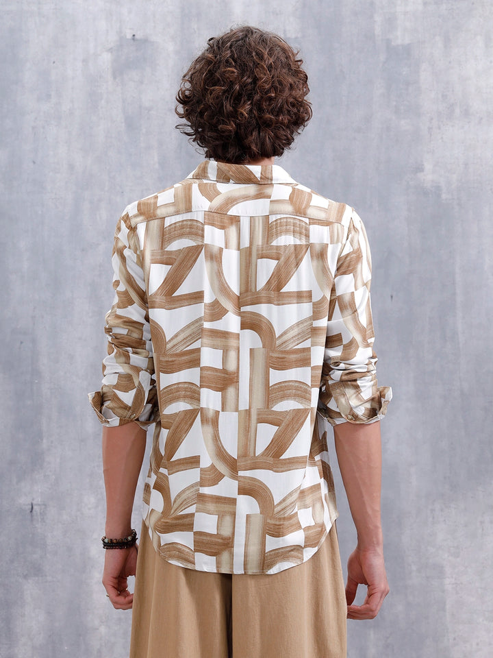 Abstract Aop Printed Regular Fit Shirt | Yellow