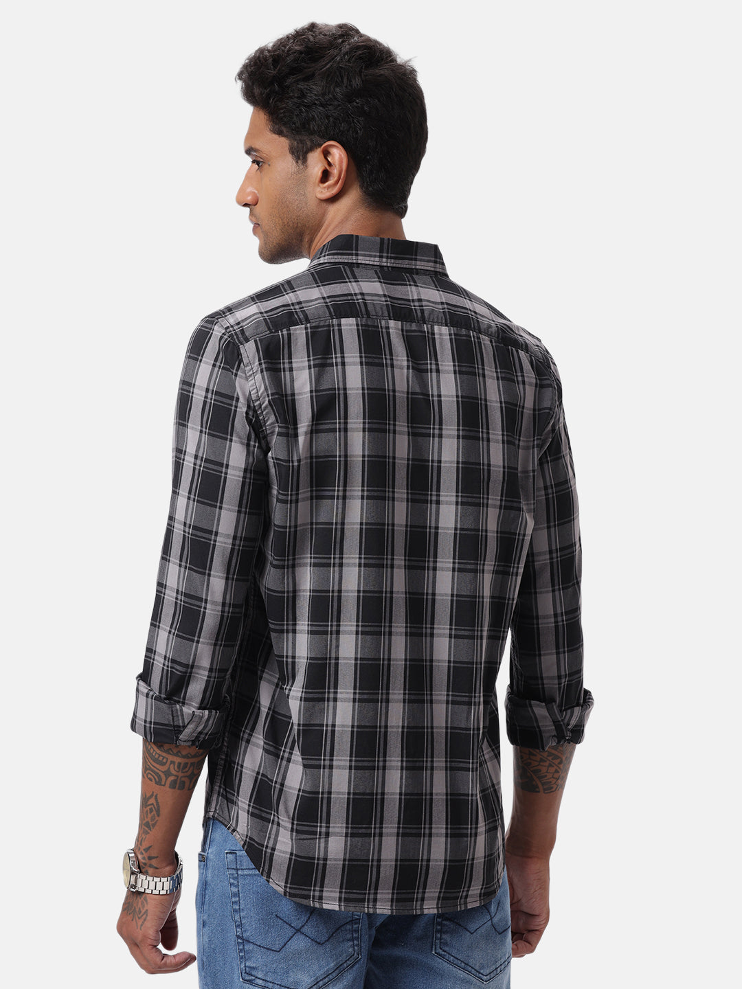 Black Grey Classic Checked Shirt