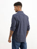 Slim Fit Checkered Full Sleeve Shirt | Navy Blue