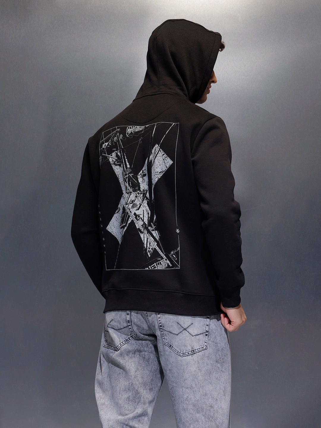Men's Comfot Fit Graphic Print Hoodie  |  Black