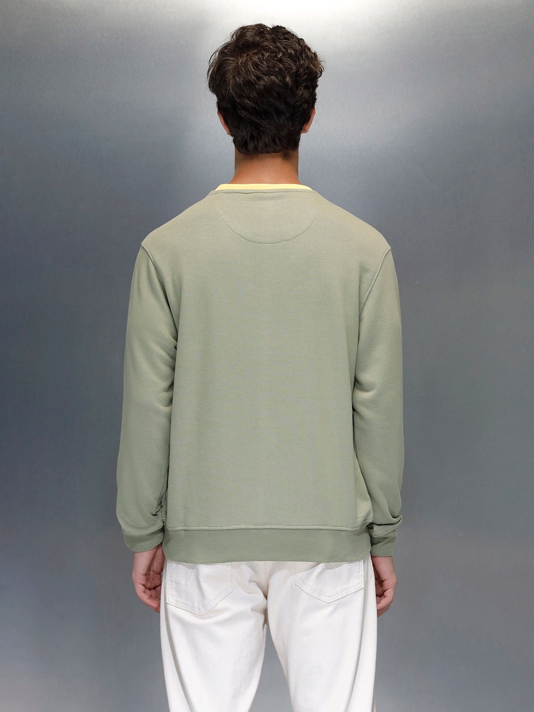 Men's Comfort Fit Wrogn branded Sweatshirt  | Light Green