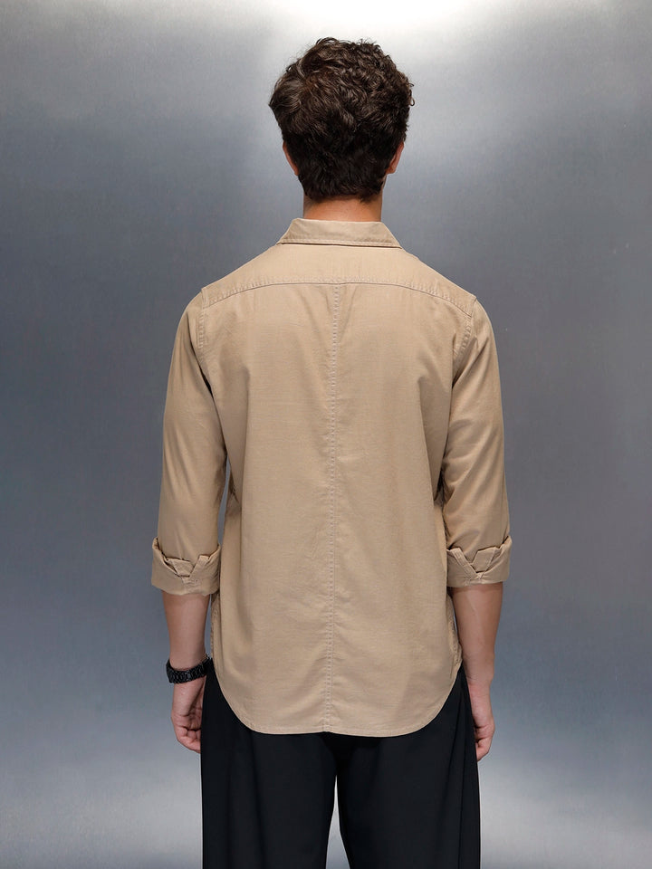 Tailored Slim Fit Casual Shirt for Men | Beige