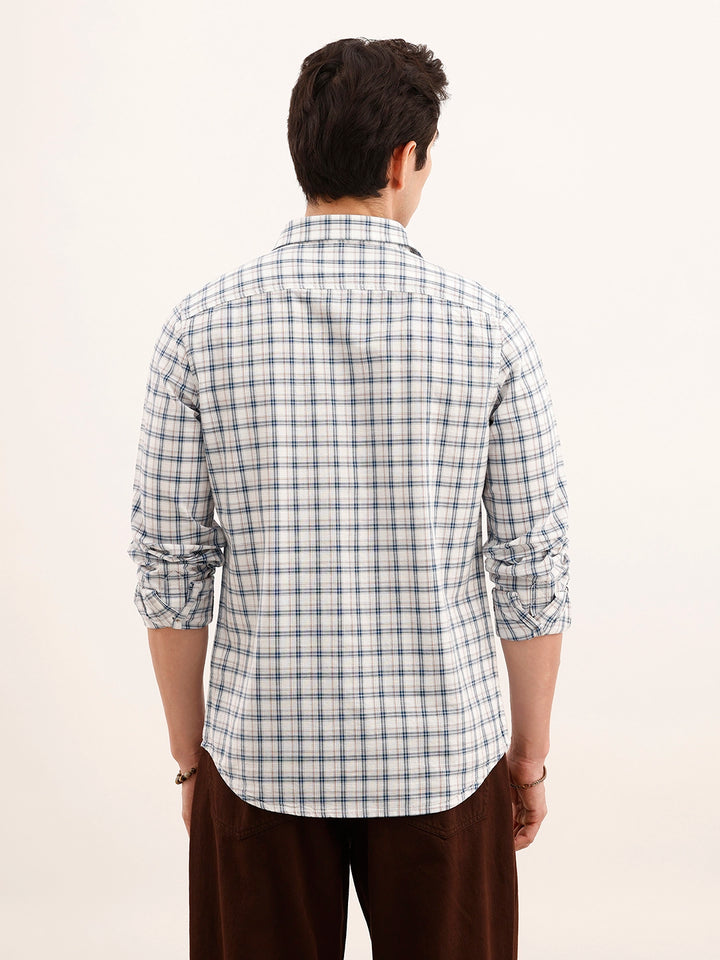 Claasic Slim Fit Checekered Shirt | Blue