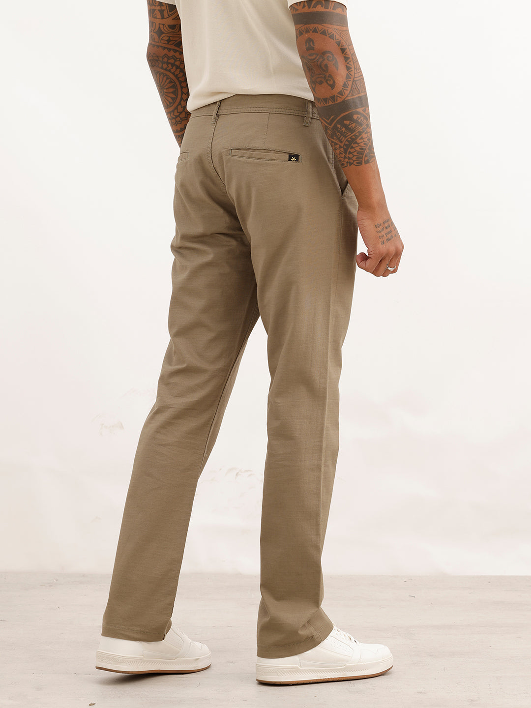 Classic Solid Straight Fit Trouser | Olive