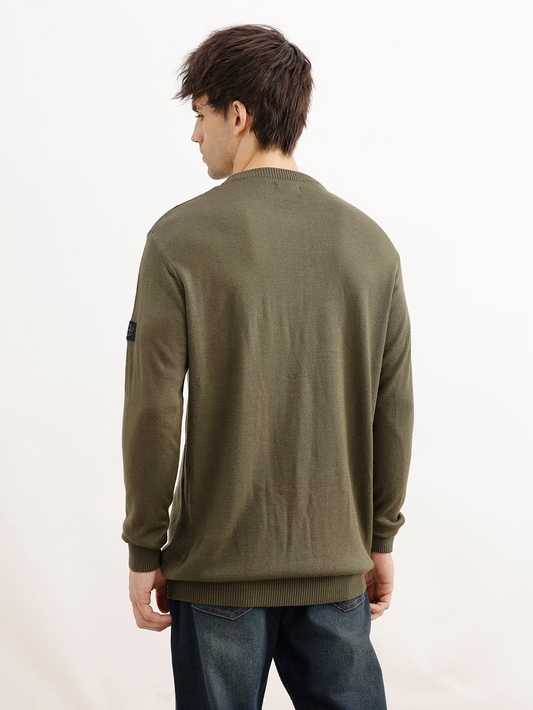 Solid Regular Fit Sweater | Olive | WSW02FSRE1025W