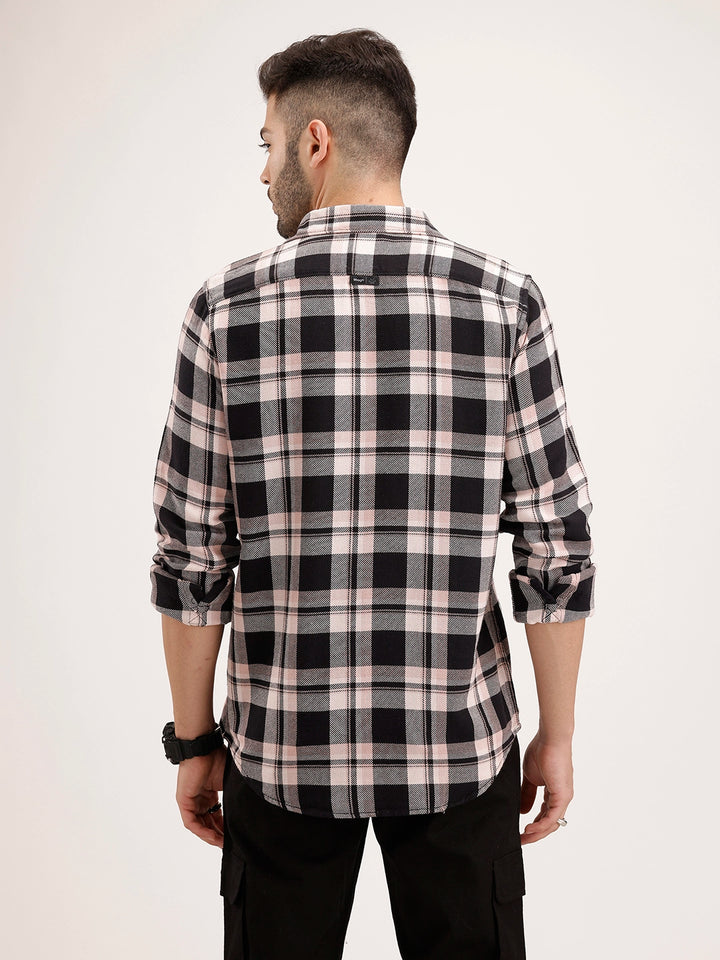 Regular Fit Checkered Shirt | Black